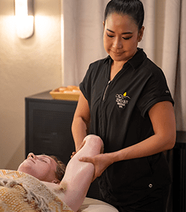 Sport massage A therapist performing a sports massage on a client